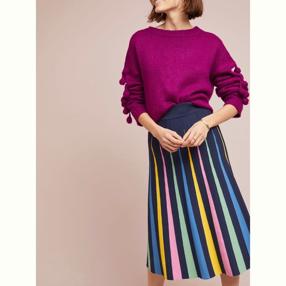 Anthropologie Dresses & Skirts - Maeve Rainbow Pleated Contrast Skirt (NWOT)